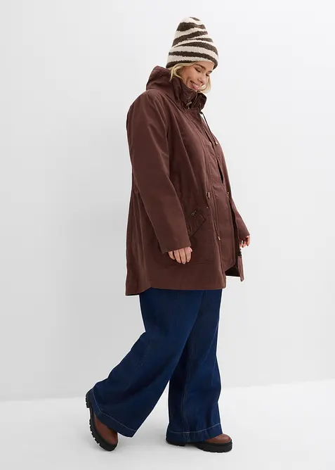 Korte katoenen parka met opstaande kraag, getailleerd, bonprix