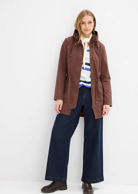 Korte katoenen parka met opstaande kraag, getailleerd, bonprix