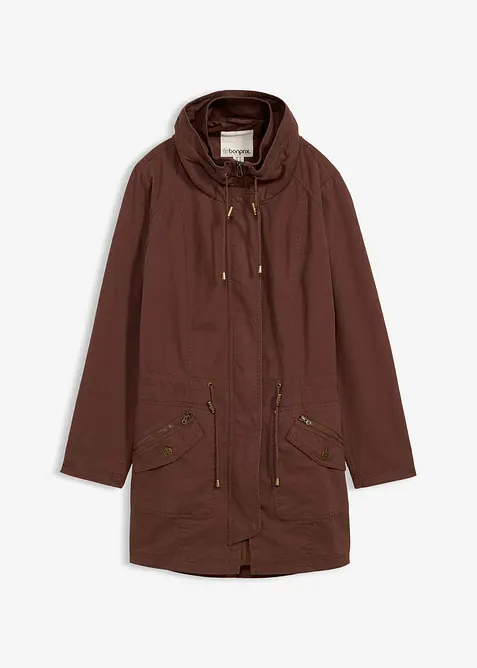 Korte katoenen parka met opstaande kraag, getailleerd, bonprix