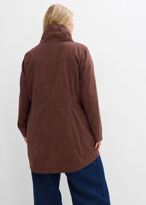 Korte katoenen parka met opstaande kraag, getailleerd, bonprix