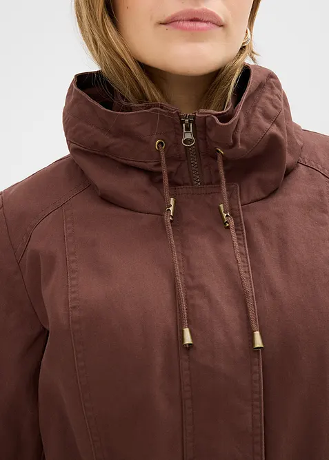 Korte katoenen parka met opstaande kraag, getailleerd, bonprix