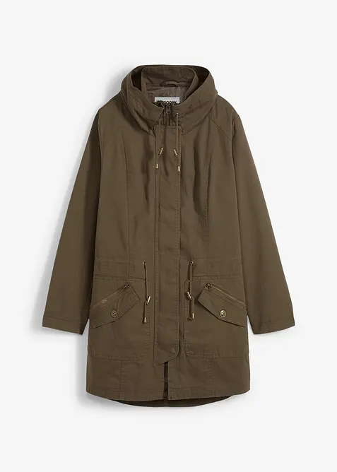 Korte katoenen parka met opstaande kraag, getailleerd, bonprix