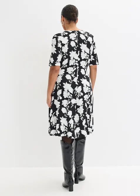 Gedessineerde jersey jurk met drapering in een zachte viscosemix, bonprix