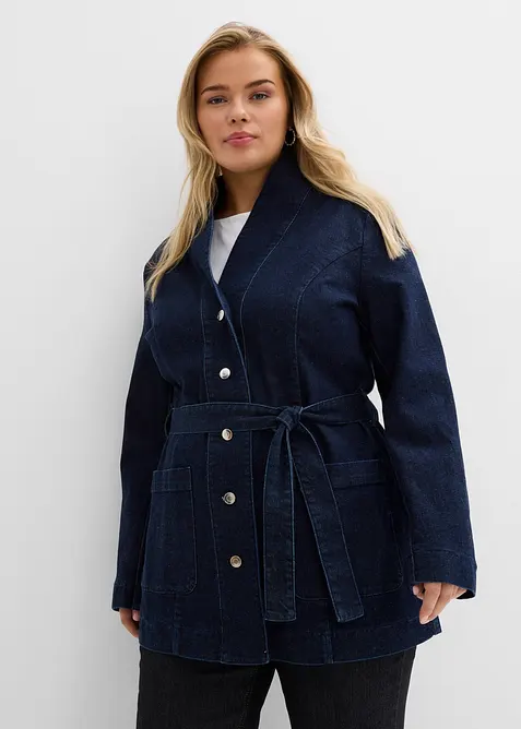 Spijkerjas met riem, met katoen, bonprix