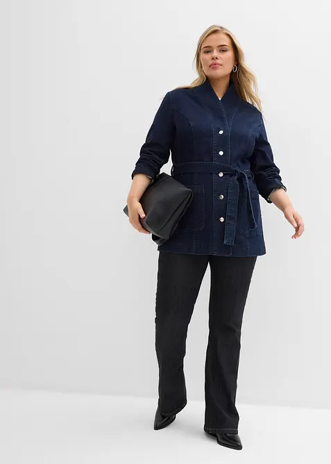 Spijkerjas met riem, met katoen, bonprix