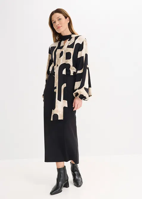 Blouse met strik van soepelvallende viscose, bonprix