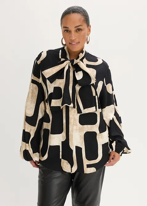 Blouse met strik van soepelvallende viscose, bonprix