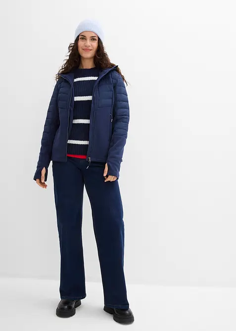 Waterafstotende hybride jas met softshell- en doorgestikte inzetstukken, bonprix