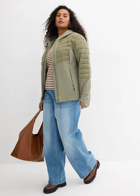 Waterafstotende hybride jas met softshell- en doorgestikte inzetstukken, bonprix