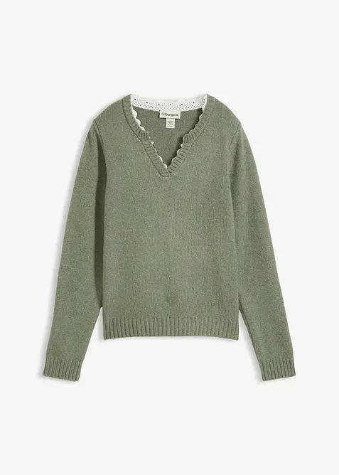 Trui met kanten inzet, bonprix