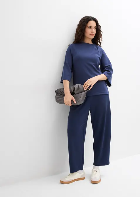 Boxy shirt van scuba met elastisch inzetstuk, bonprix