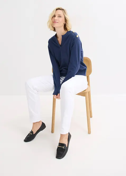 Fijngebreide trui met knoopsluiting, bonprix