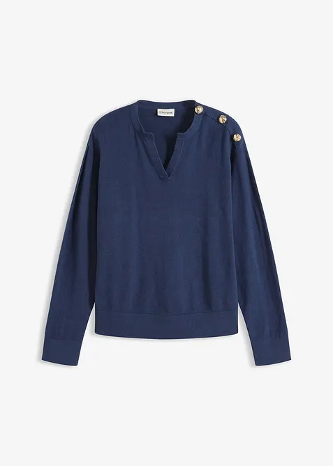 Fijngebreide trui met knoopsluiting, bonprix