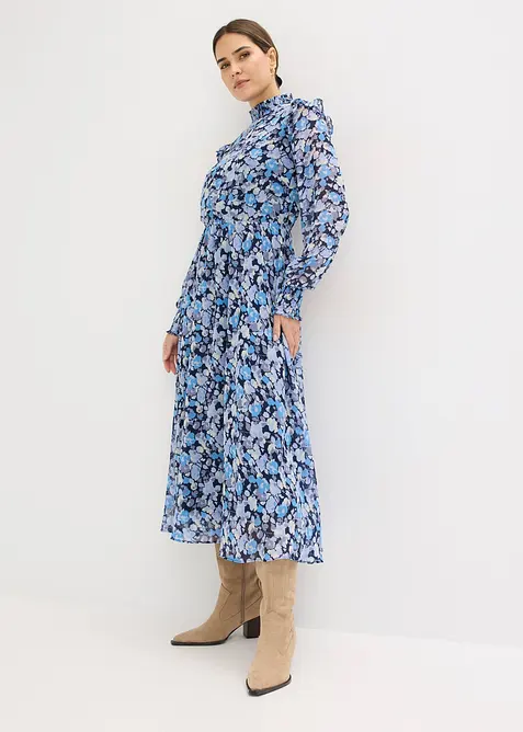 Jurk van chiffon met opstaande kraag, bonprix