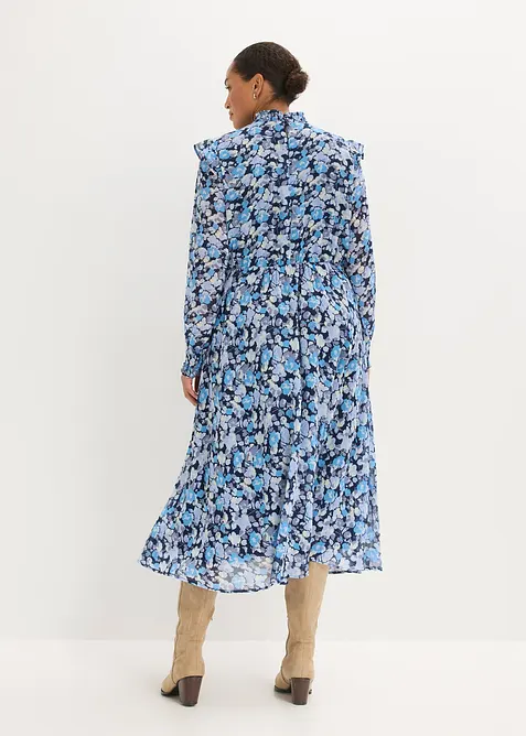 Jurk van chiffon met opstaande kraag, bonprix