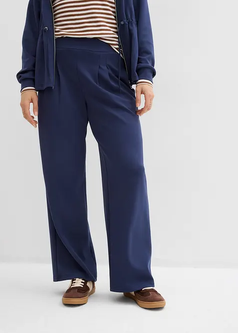 Jersey broek van scuba met bandplooien, bonprix