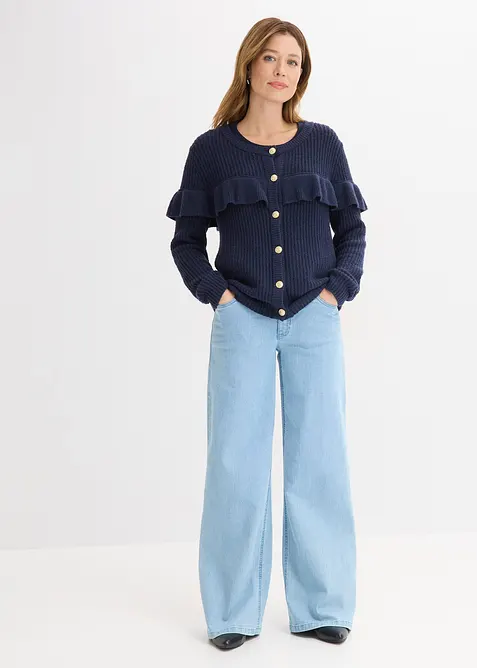 Fijn gebreid vest van katoenmix, bonprix