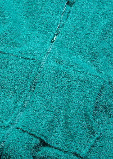 Frott&eacute; badjas met ritssluiting van biologisch katoen, bonprix