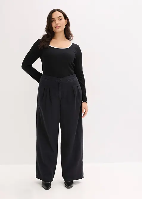 Broek met plooien van puur katoen, bonprix