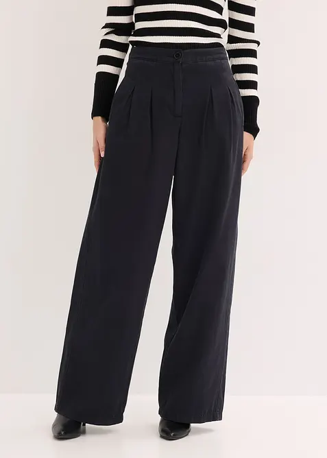 Broek met plooien van puur katoen, bonprix