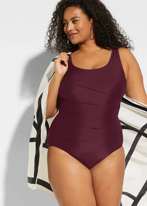 Corrigerend badpak met sierplooitjes, licht corrigerend, bonprix