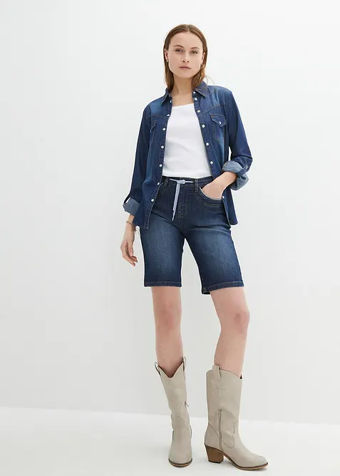 Slim fit jeans bermuda met mid waist, bonprix