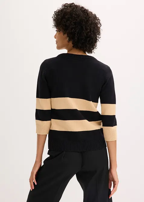 Gebreid vest van katoen met strepen, bonprix