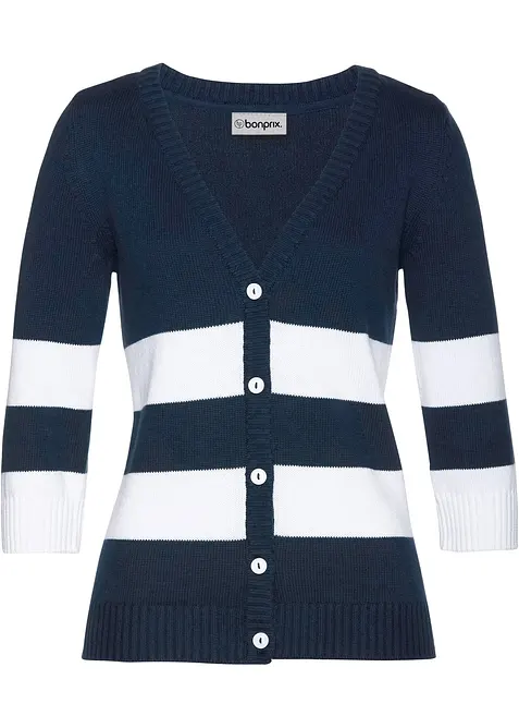 Gebreid vest van katoen met strepen, bonprix