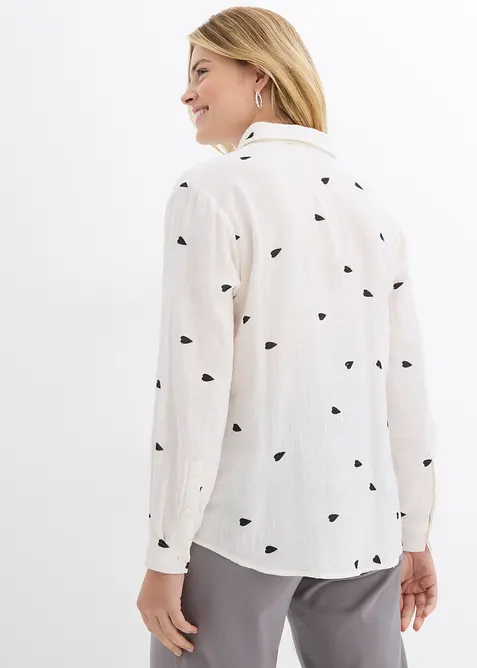 Mousselline blouse met hartjes, bonprix