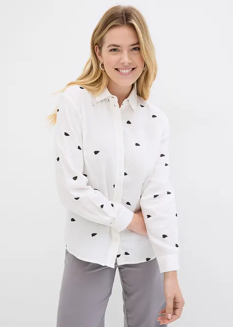 Mousselline blouse met hartjes, bonprix
