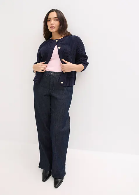 Grof gebreid vest met gehamerde knopen, bonprix