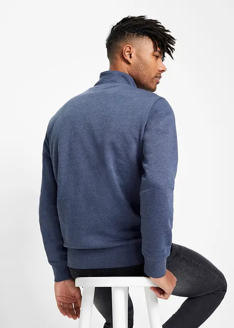 Sweatvest met opstaande kraag en imitatieleren details, bonprix