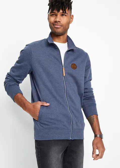 Sweatvest met opstaande kraag en imitatieleren details, bonprix