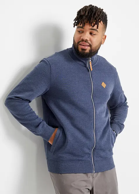 Sweatvest met opstaande kraag en imitatieleren details, bonprix