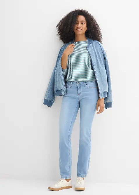 Mid waist stretch jeans, straight, bonprix