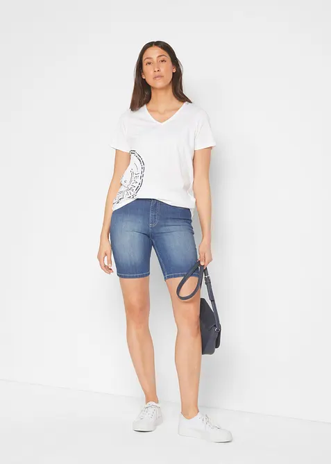 Straight jeans bermuda,  mid waist, bonprix