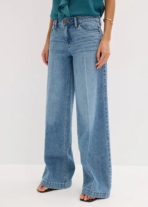 Wide leg jeans, low stretch, full length, bonprix