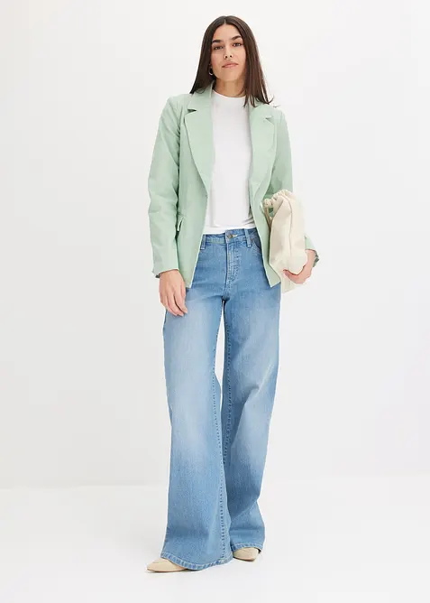 Wide leg jeans mid waist, stretch, bonprix