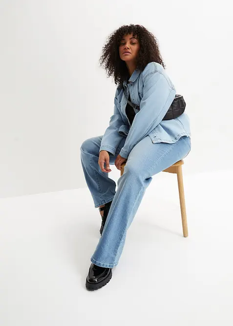 Wide leg jeans mid waist, stretch, bonprix