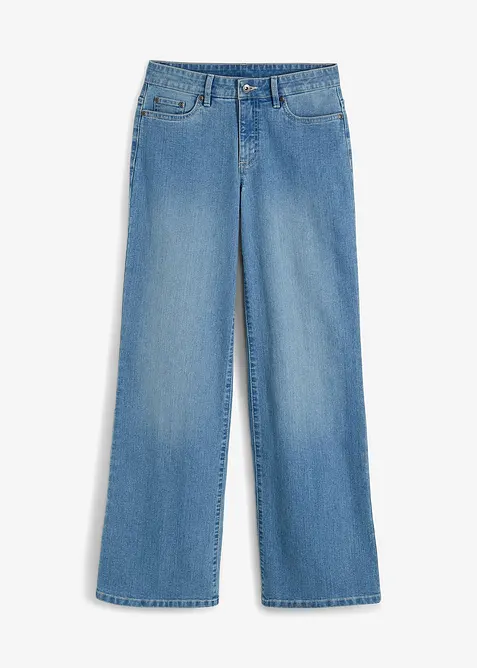 Wide leg jeans mid waist, stretch, bonprix