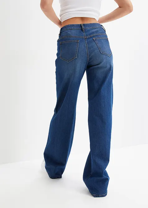 Wide leg jeans mid waist, stretch, bonprix