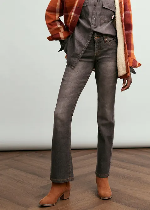 Bootcut stretch jeans, mid waist, bonprix
