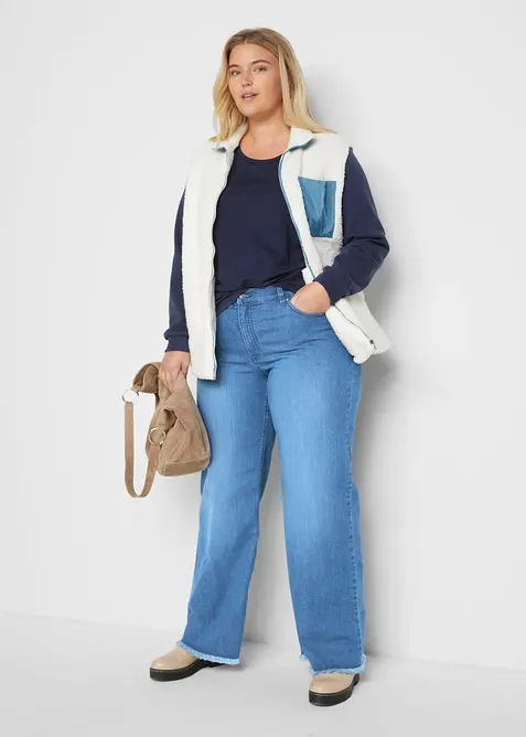 Wide leg stretch jeans, high waist, bonprix