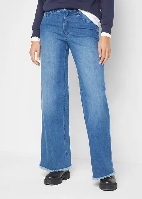 Wide leg stretch jeans, high waist, bonprix