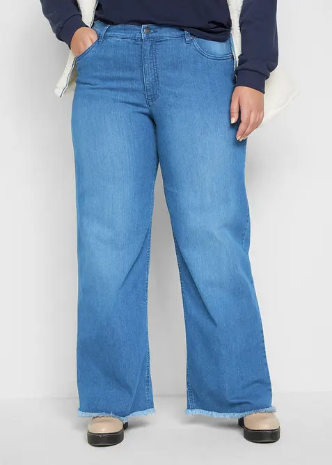Wide leg stretch jeans, high waist, bonprix