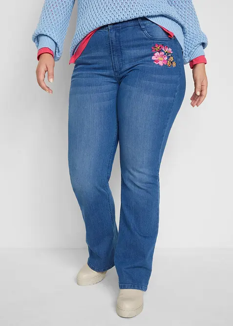 High waist jeans met comfortband, bootcut, bonprix