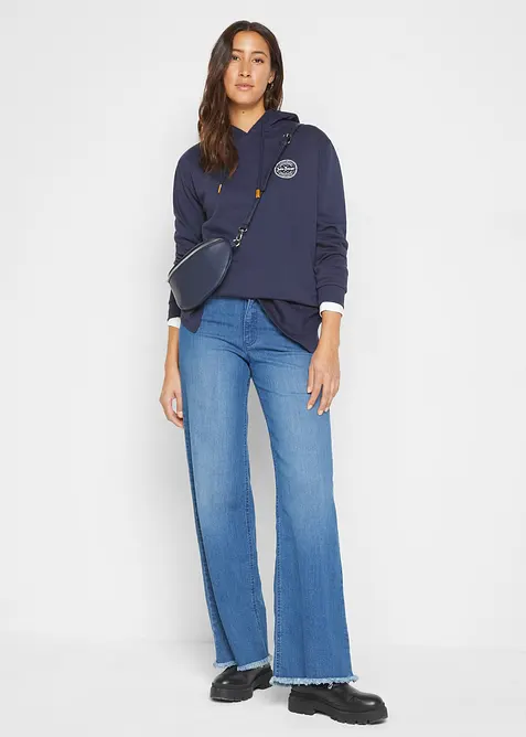 Wide leg stretch jeans, high waist, bonprix
