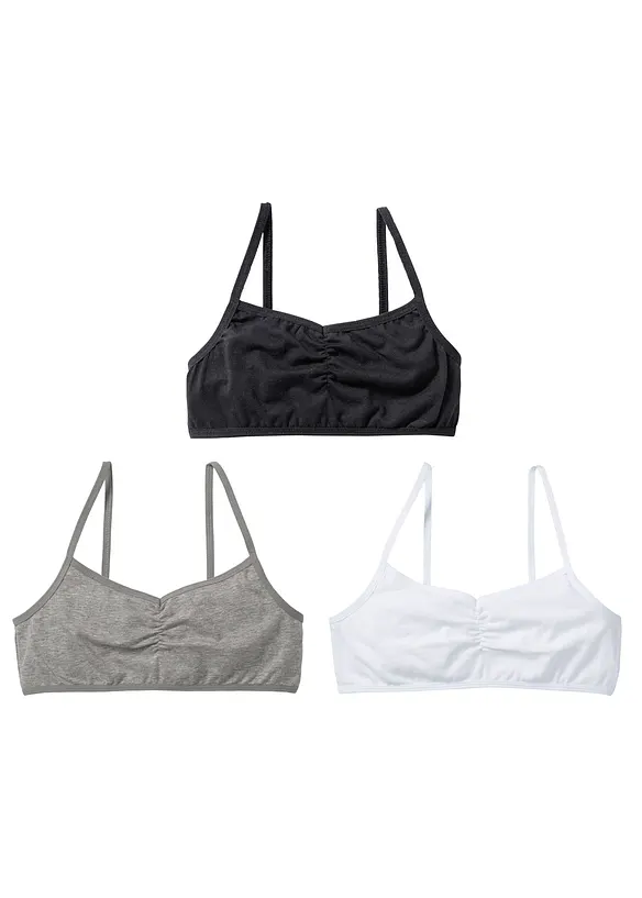 Meisjes bralette van zacht biologisch katoen (set van 3), bonprix
