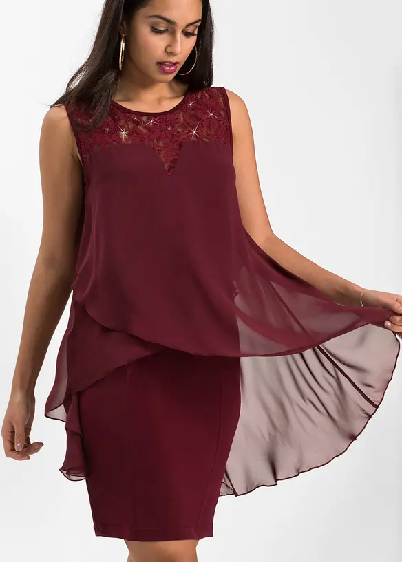 Jersey jurk met chiffon, bonprix