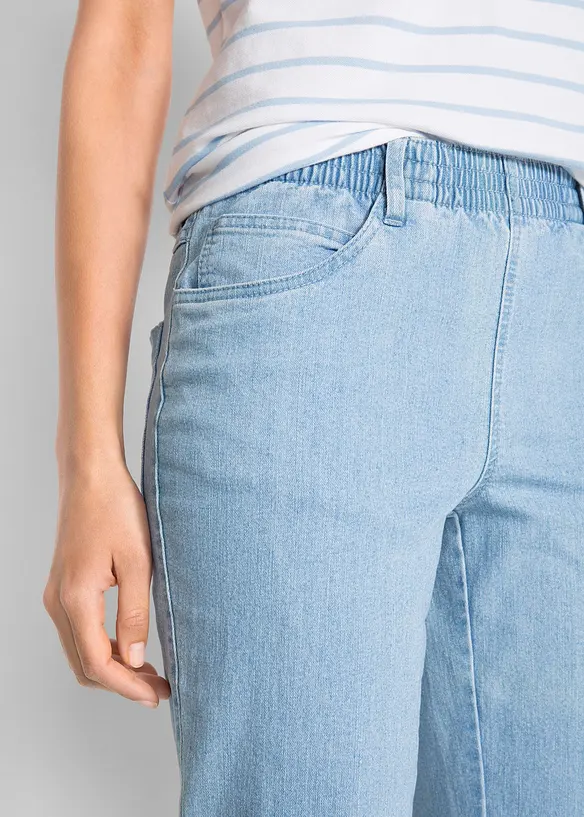 Mid waist jeans met comfortband, straight (set van 2), bonprix